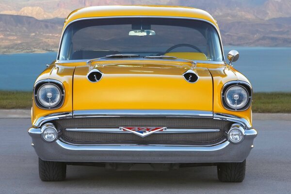 Retro chevrolet yellow car