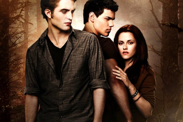 A vampire, a werewolf and a girl are characters in the Twilight movie