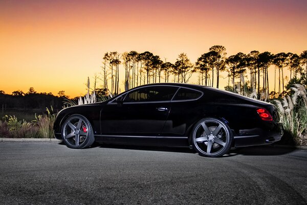 Image d une voiture bentley continental gt debout sur le fond des arbres