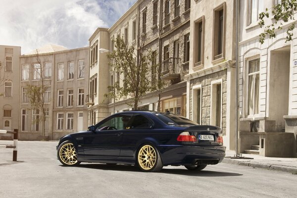 A beautiful car is standing sideways on the street