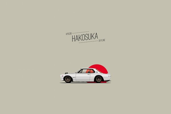 Drawing of a Nissan hakosuka car