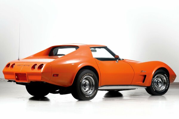 Old corvette, orange, for two, large antenna