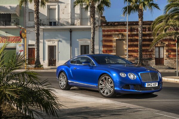 Blue Bentley on the roads of the southern city