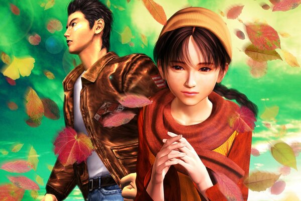 A girl and a guy in the fall from a quest on sega