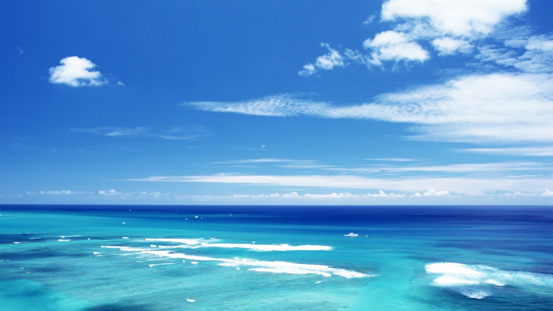 blue paradise water heaven the sky sea boat horizon blue sky