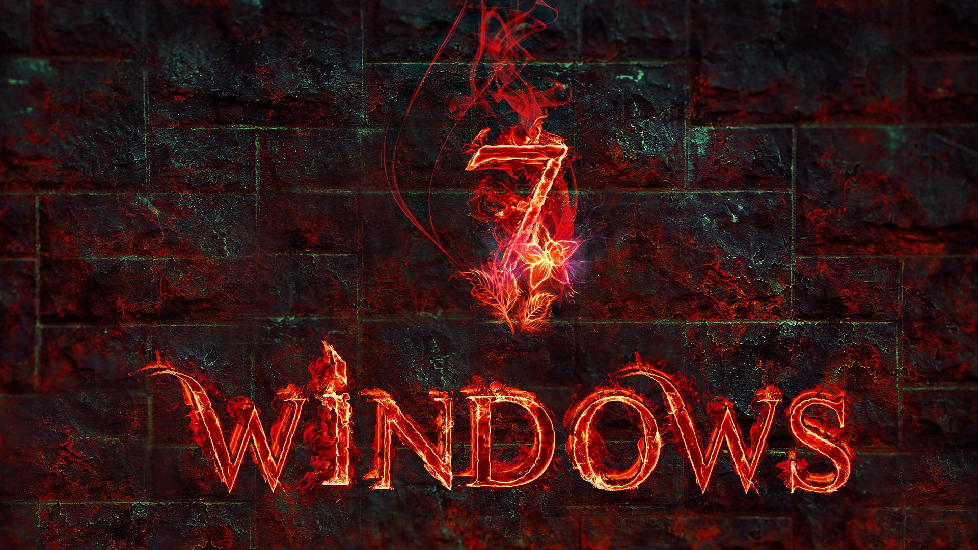 windows computer operating system . texture flame fire the text wall