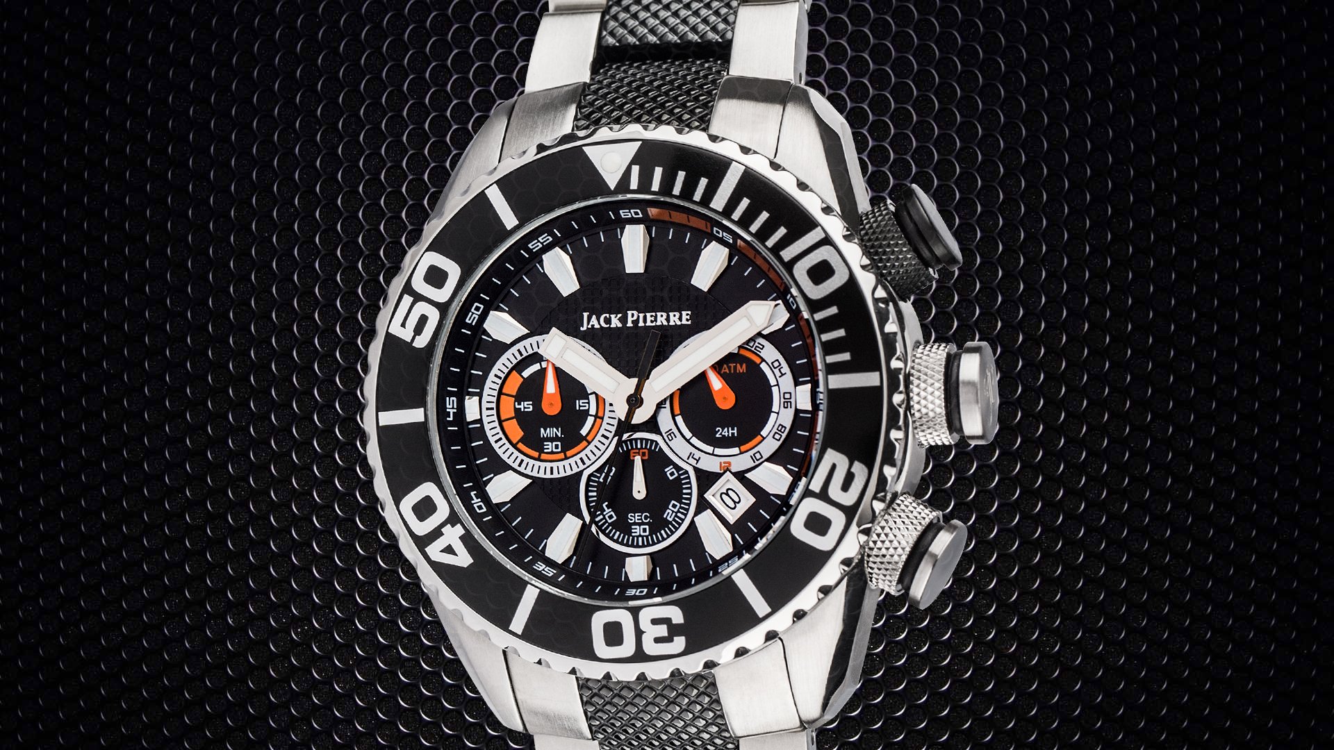 horloge homme jack pierre métallique orange sensa