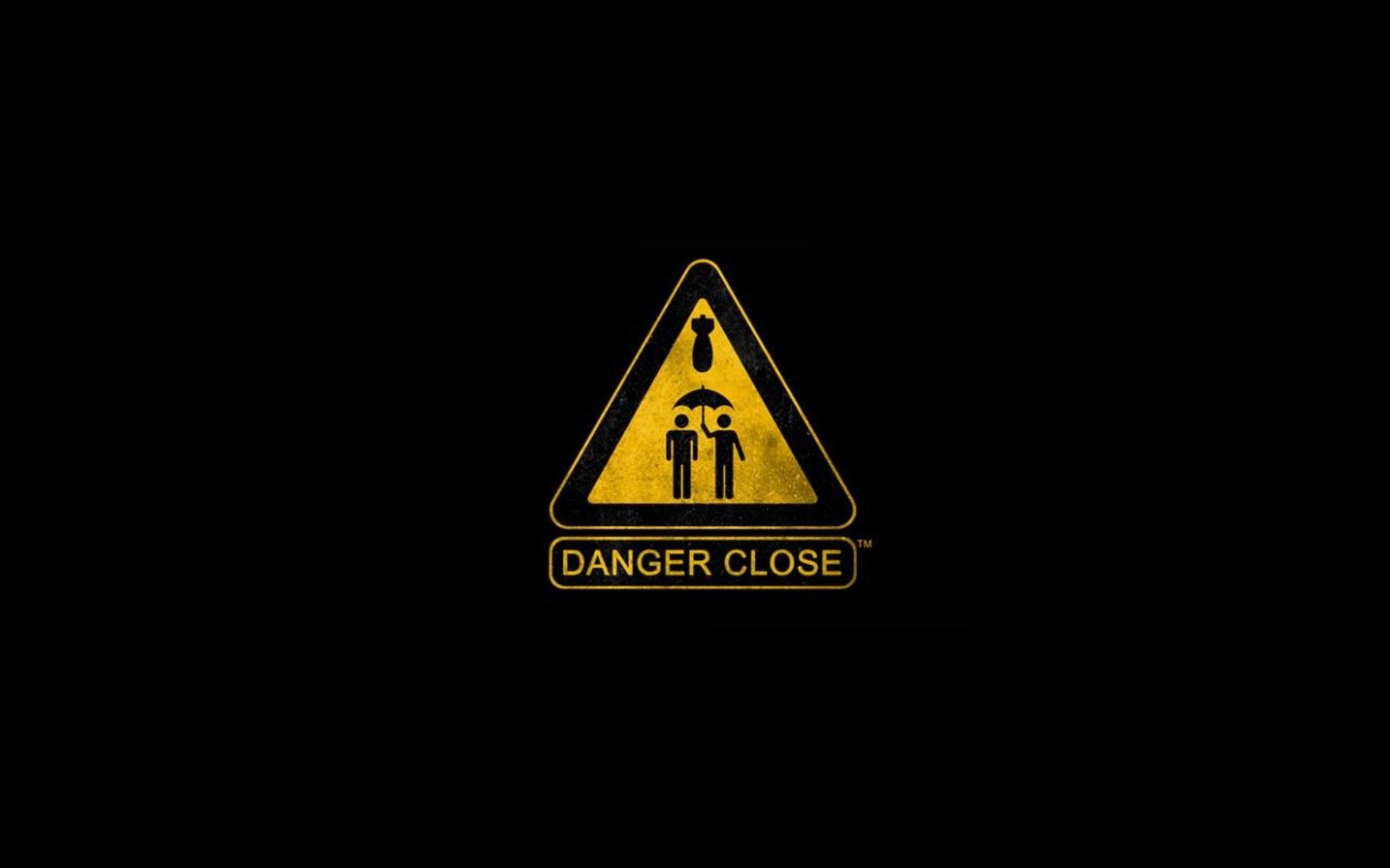 minimalism danger sign men easy black background yellow the dark background style poster