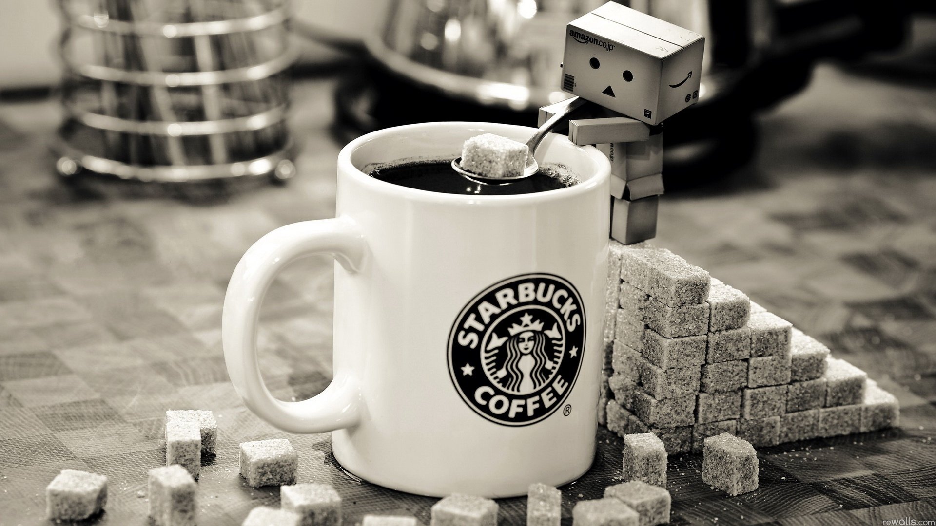 food a cup of coffee sugar cubes cardboard man drinks korobochek