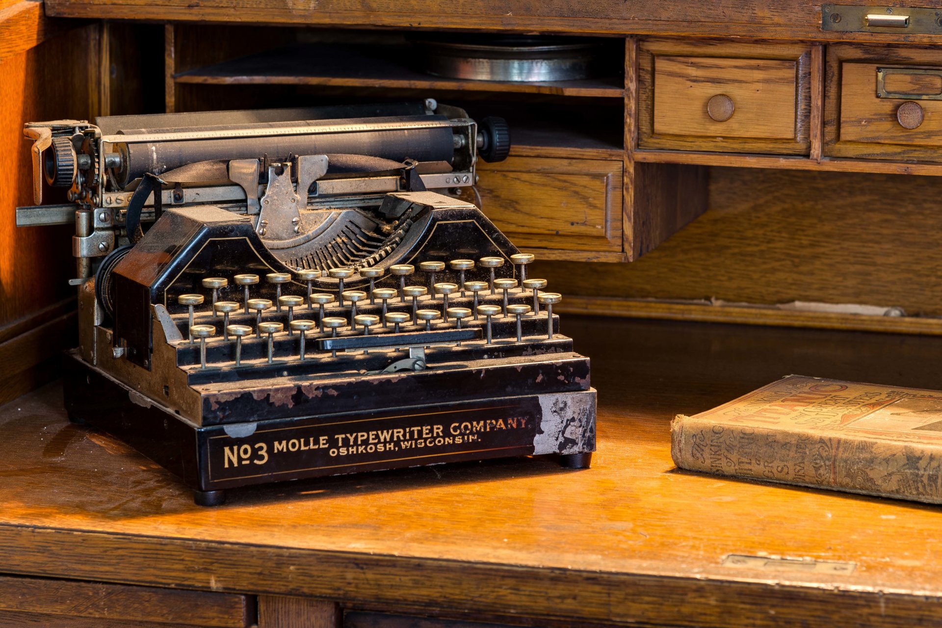 old typewriter close up background