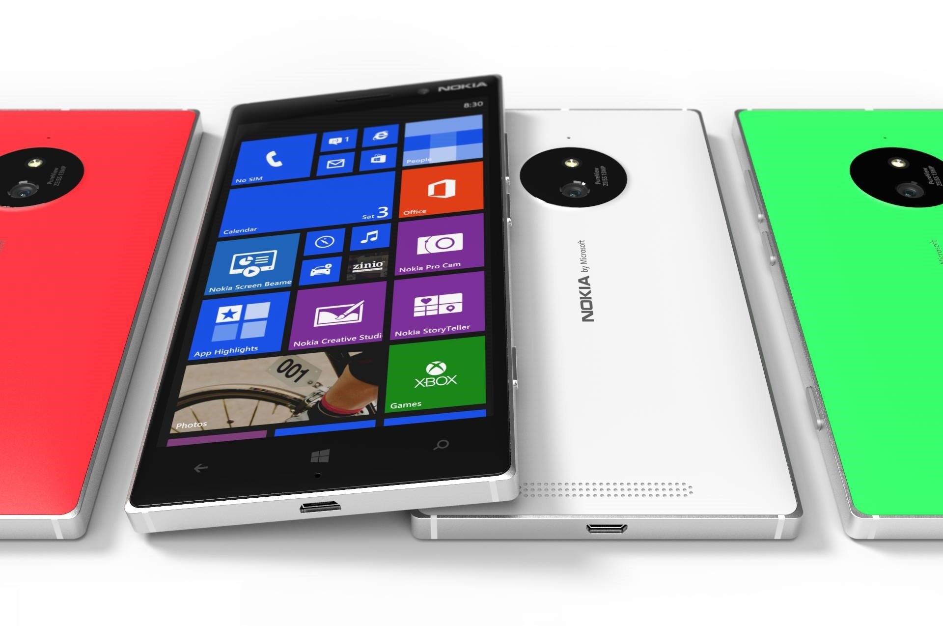 nokia lumia tesla concepto parte delantera smartphone windows phone 8.1 rojo blanco verde