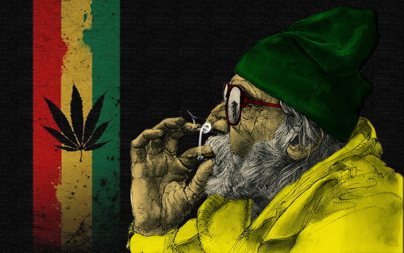 rasta fumador empedernido abuelo droga hombres retrato cara