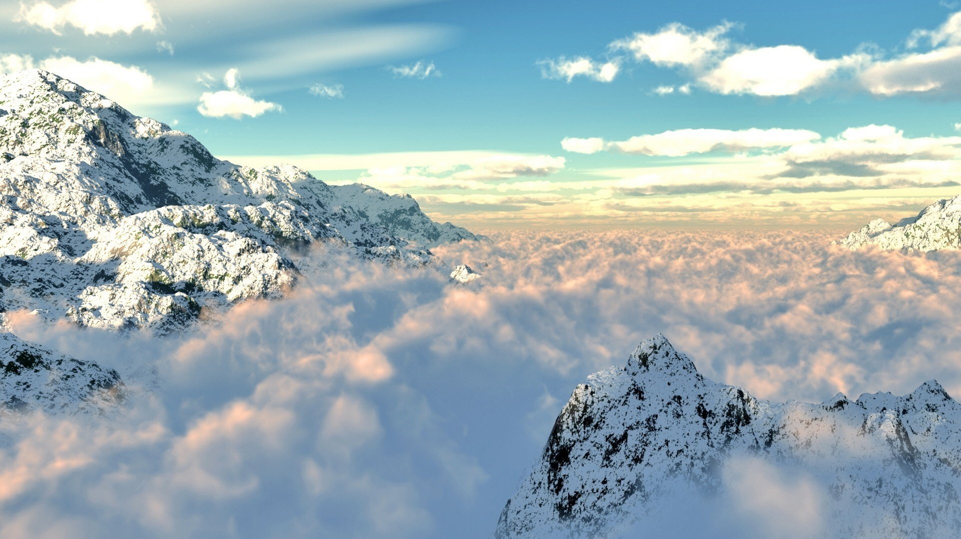 haut dans les montagnes tapis de neige nuages montagnes ciel