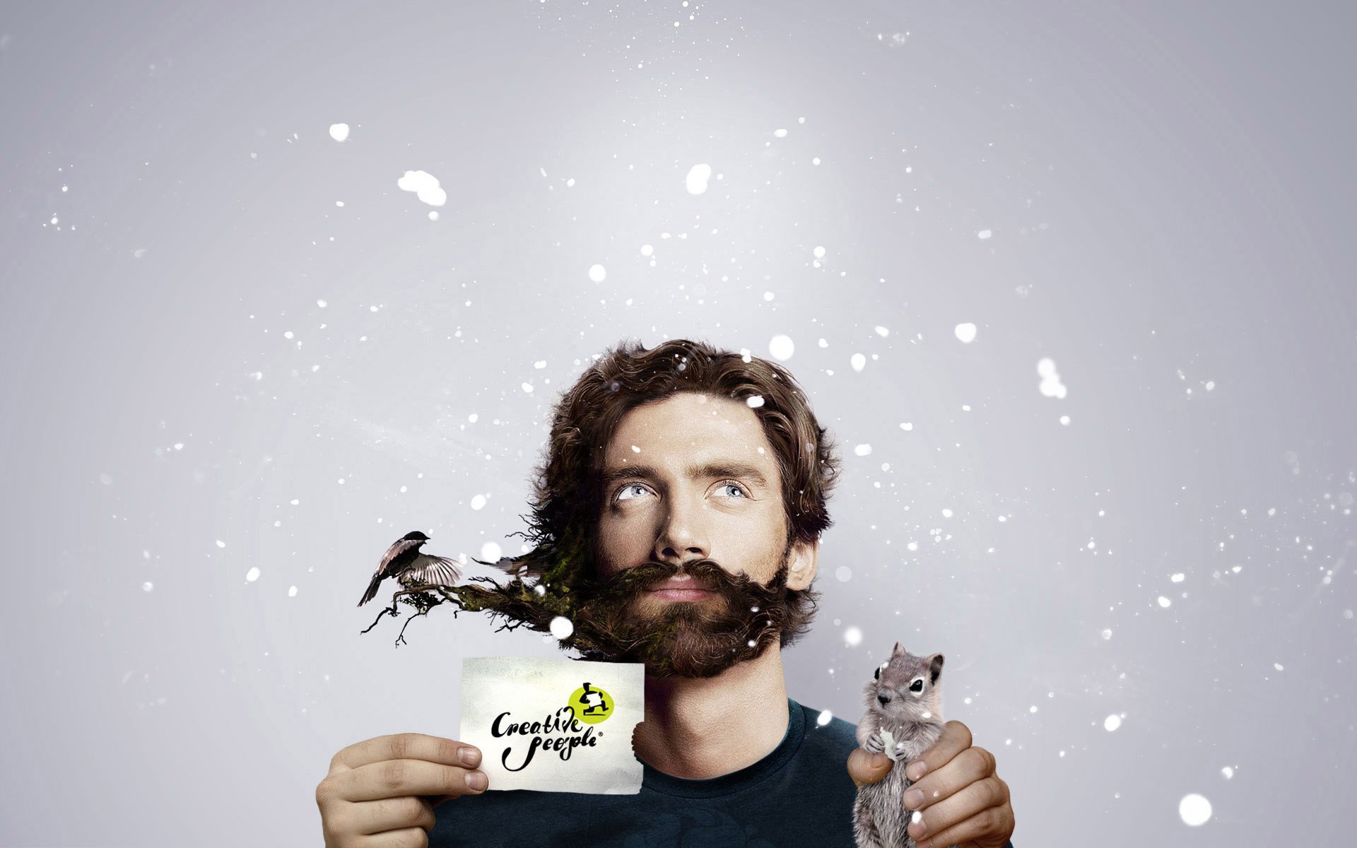 the snow mugs a man with a beard little creature animals protein