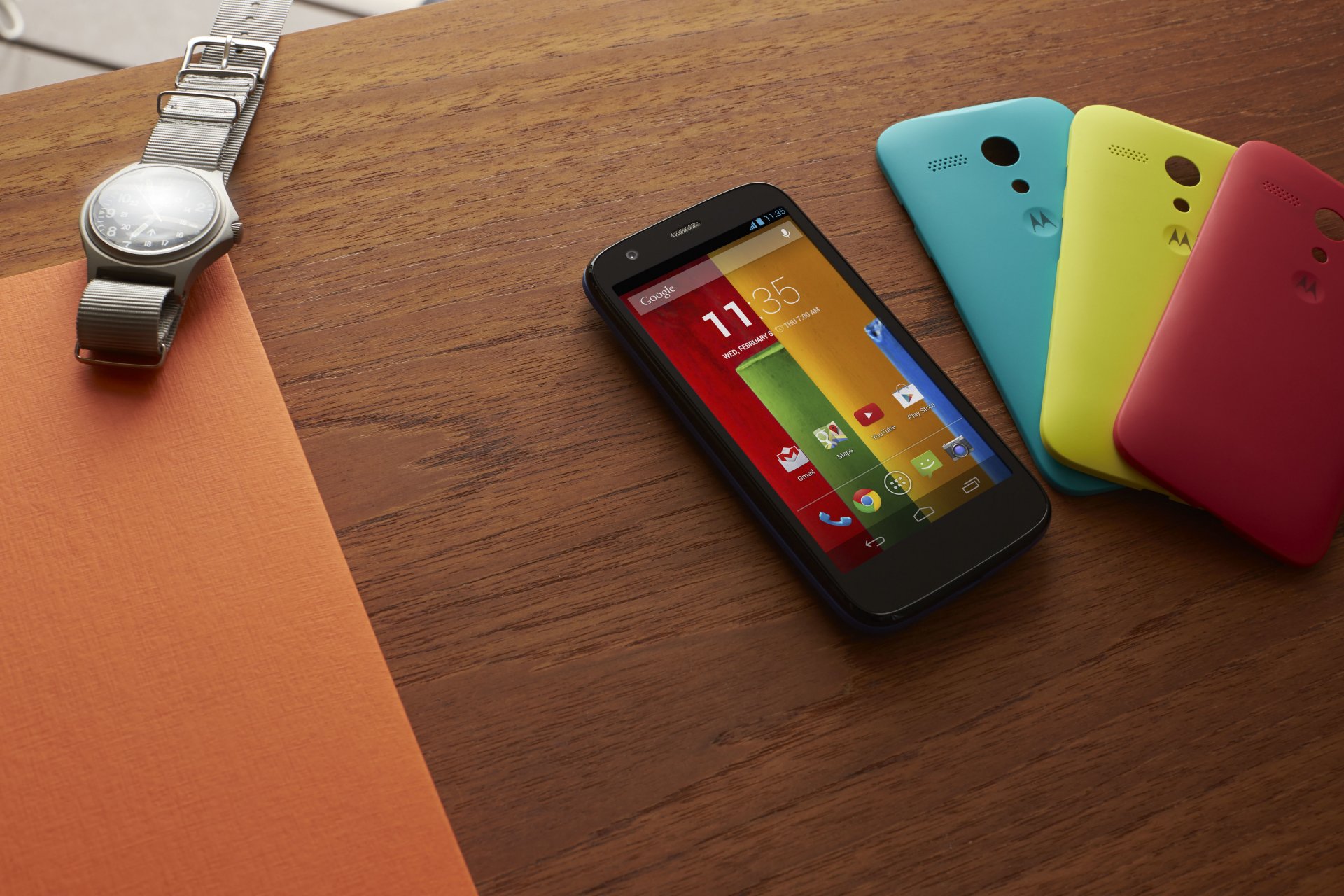 motorola moto g smartphone horloge bureau couvrent couvertures