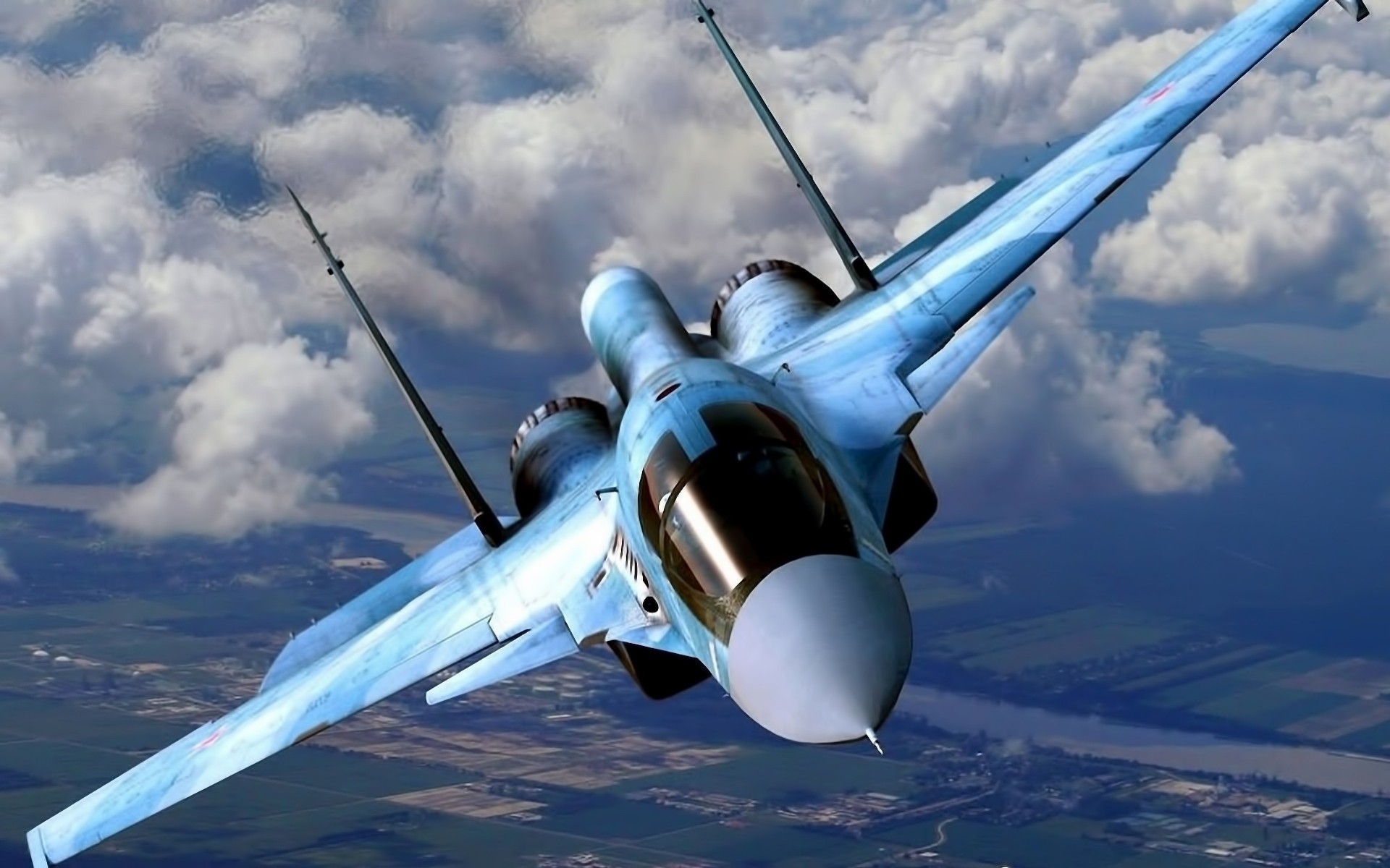 avión su-34 nubes