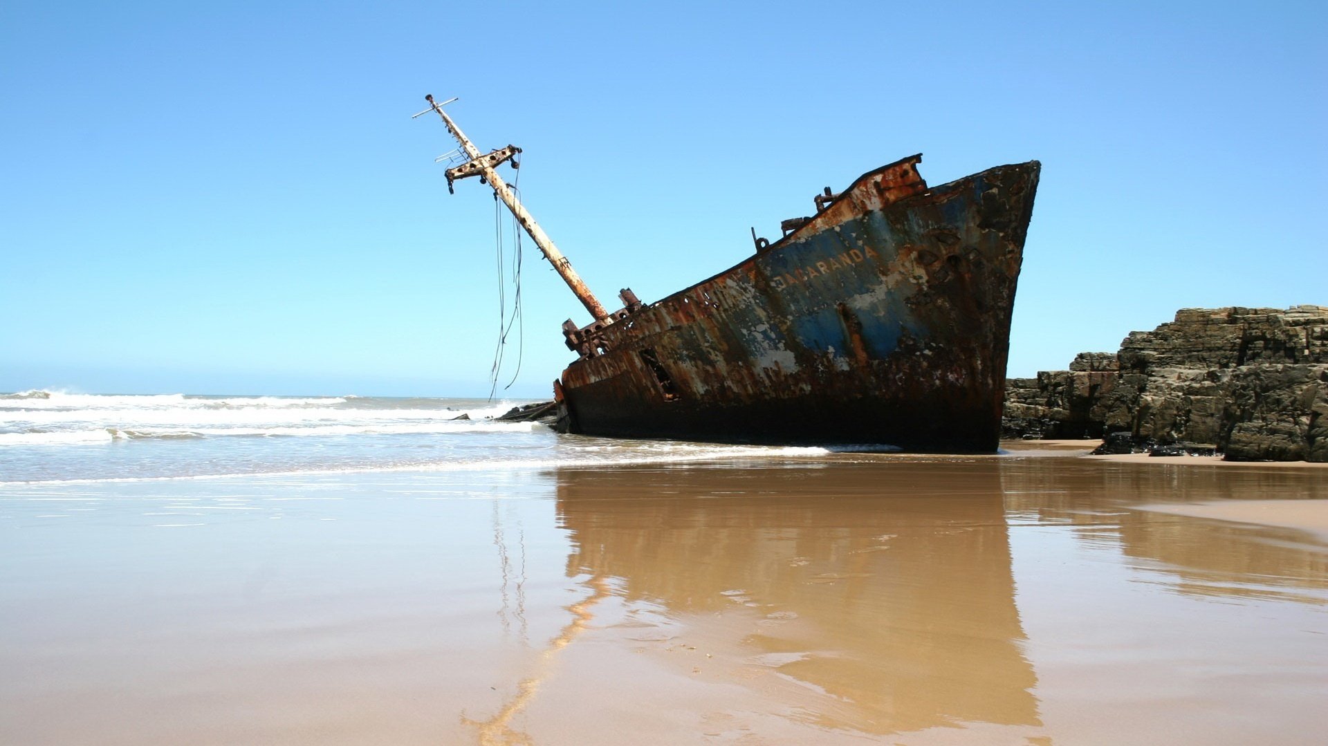 boat sea breeze sand katostrofy water sea beach clear skies rust