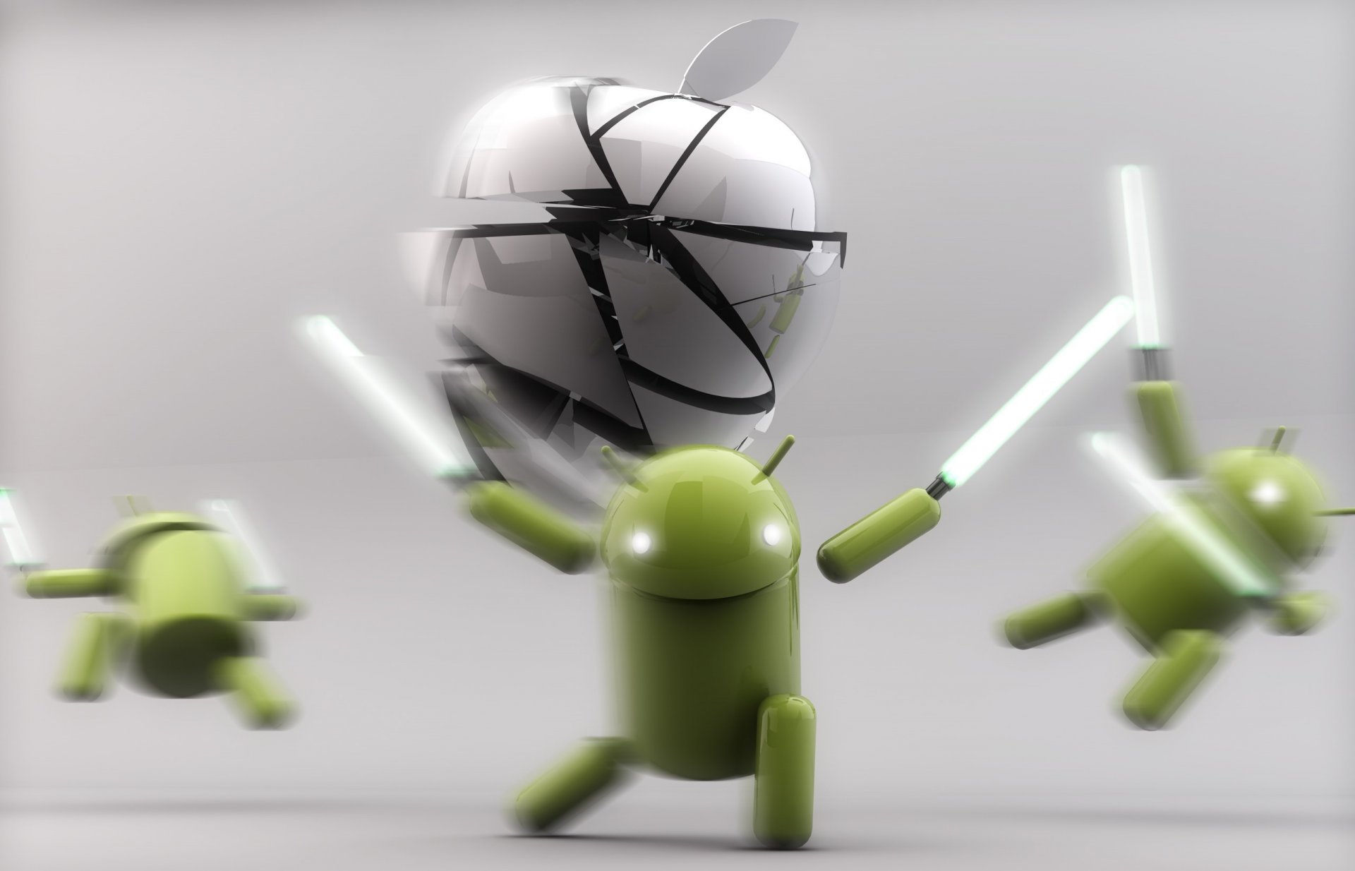 android apple lightsaber silver white green