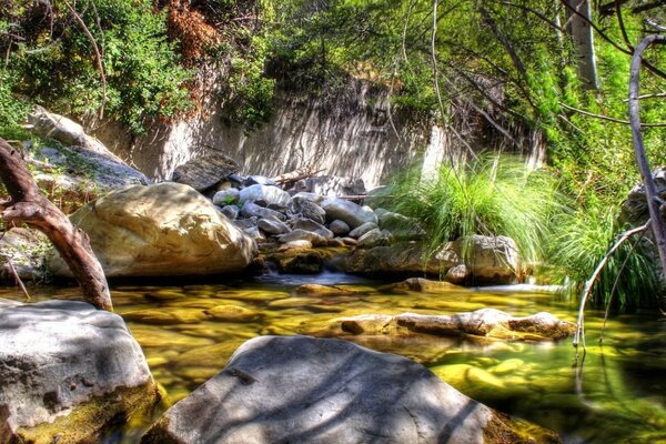 Big rocks in a mountain river