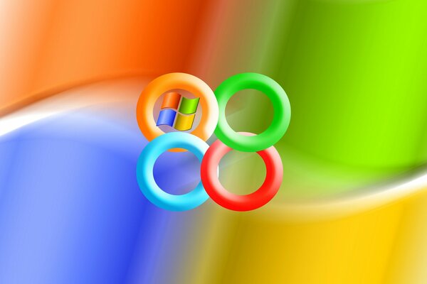 The logo of the Windows operating system. Four rings
