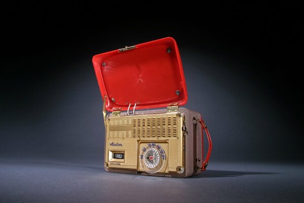 An old radio on a dark background