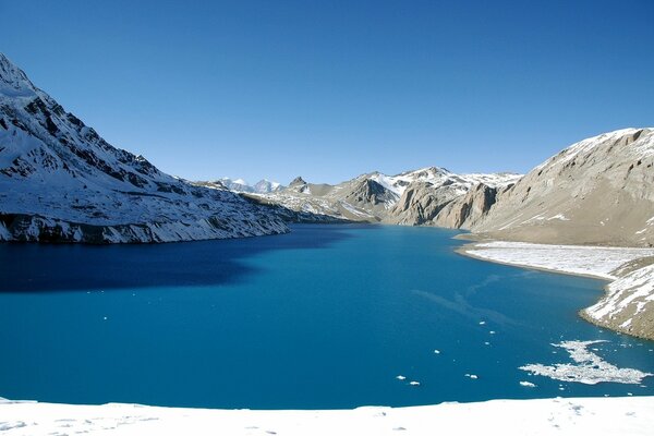 Mountain landscape on the lake shore