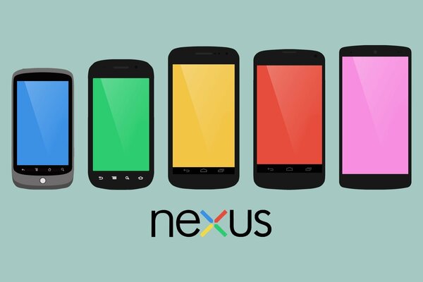 La gamme de téléphones nexus avec des écrans colorés