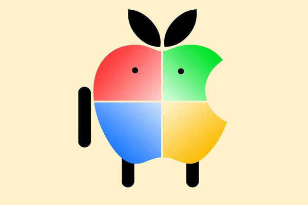 Логотип марки аппл совмещён с Виндоус