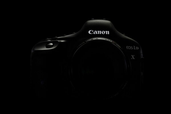 Canon camera on a black background