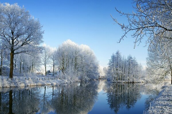 Die Ruhe eines frostigen Wintermorgens