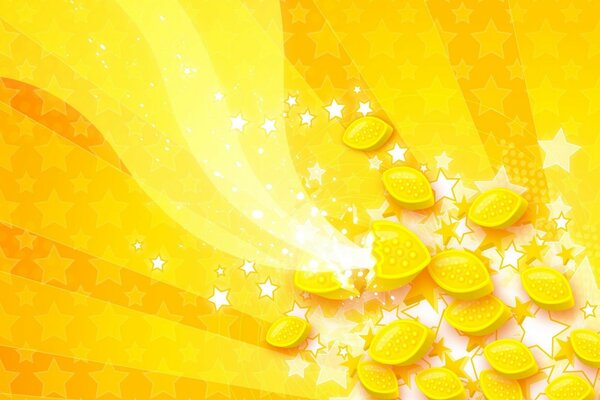 Motif de couleur jaune avec des Citrons et des étoiles