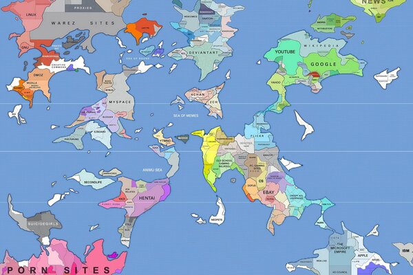 Posizione dei siti sulla mappa del mondo a colori