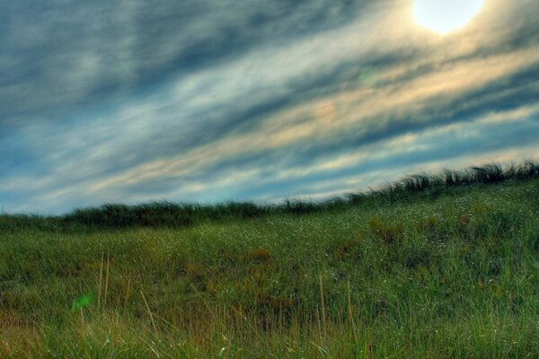 A landscape of beautiful sky and fields