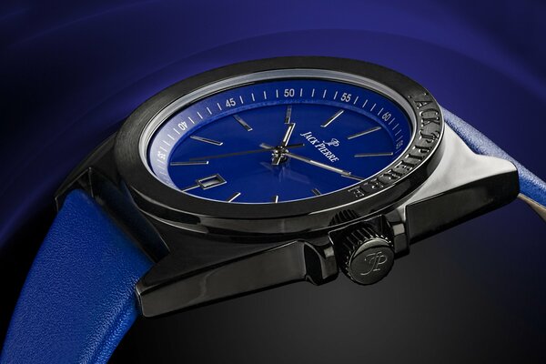 Black watch with blue dial