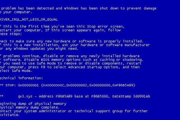 An image showing system errors on the computer screen