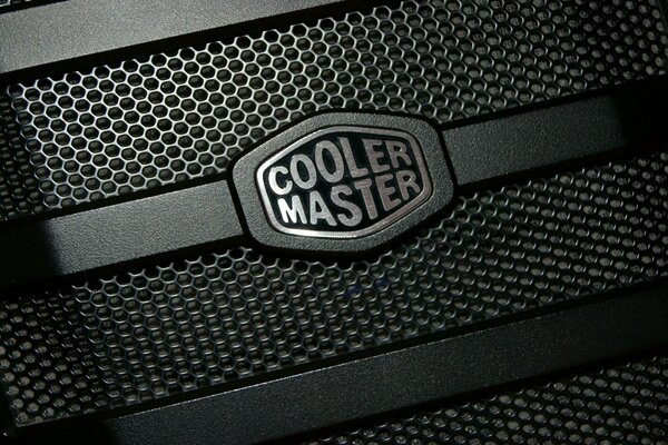 Black cooler master logo with metal letters