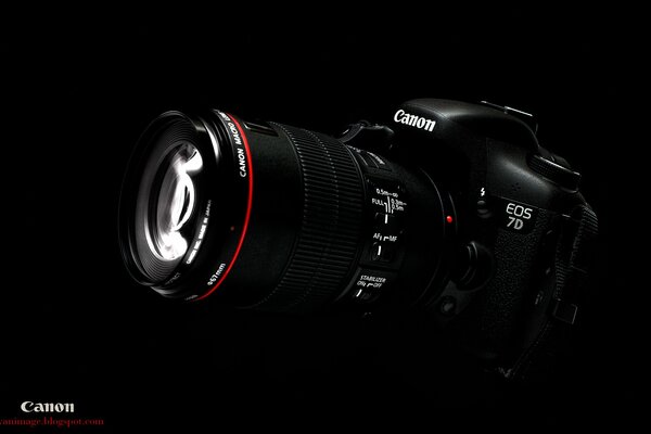 Canon EOS 7D camera on a black background