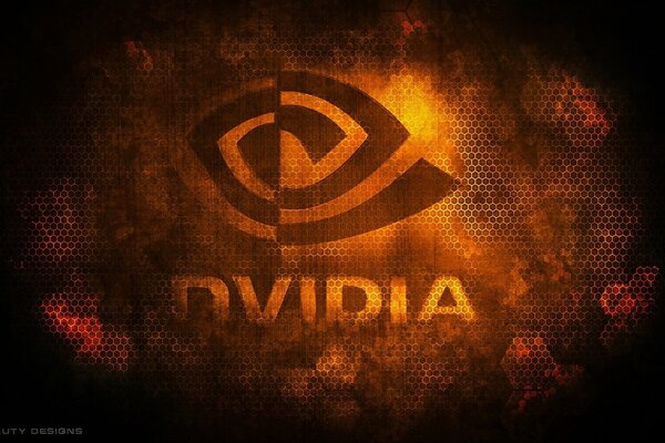 The orange logo of the Nvidia company