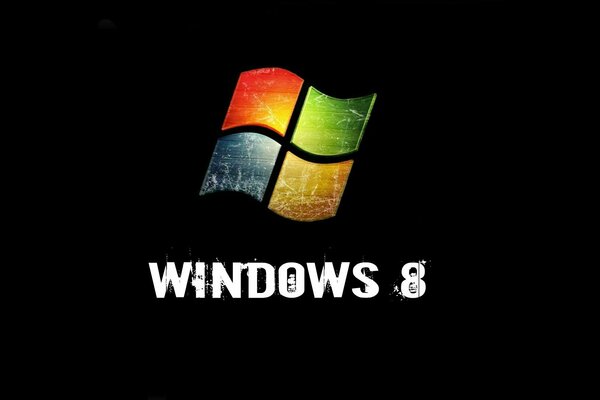 Das Windows-Logo. Logo auf schwarzem Hintergrund