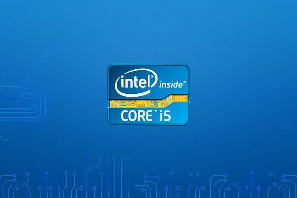 Emblema Intel cor ai 5 su sfondo blu