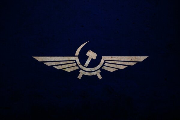Emblème d Aeroflot faucille et marteau sur fond bleu