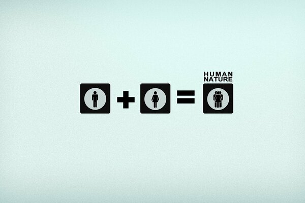 Creative picture he+she=human nature