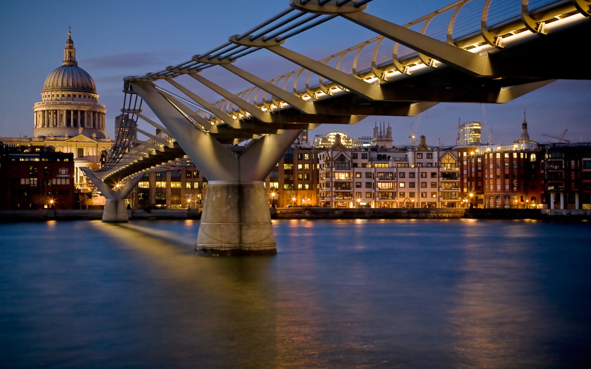 puente iluminación ciudad río agua