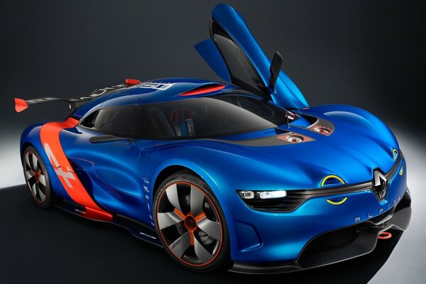 Blue Renault sports car desktop wallpaper