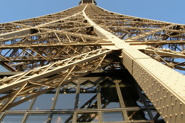 A cool design above the sky made of iron of the Eiffel Tower in Paris France