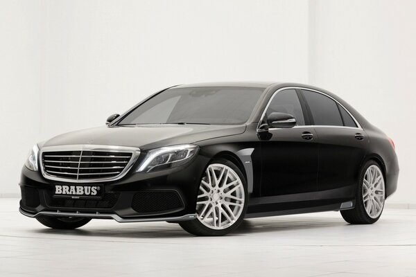 Elegant black Mercedes on a white background