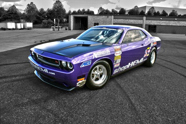 Purple mopar sports car