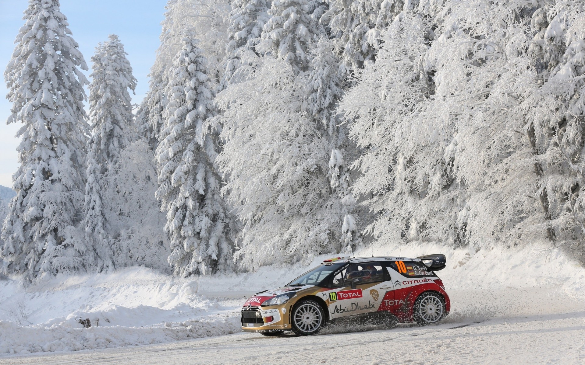 neige citroen vue latérale ds3 forêt rallye hiver