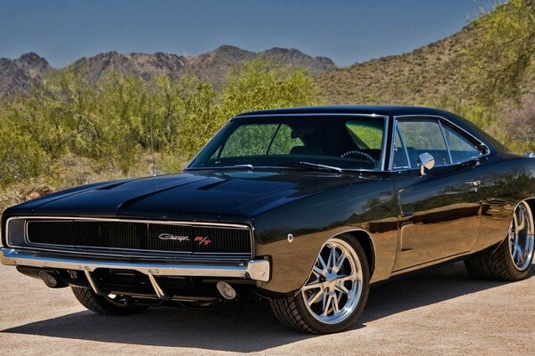 Sports dodge charger rt in the parking lot