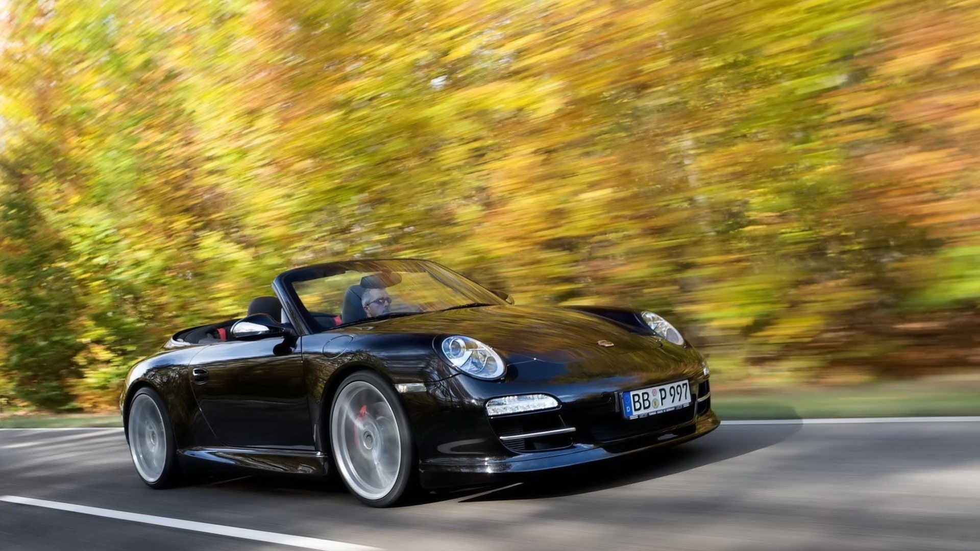 porsche straße auto grau herbst gelb